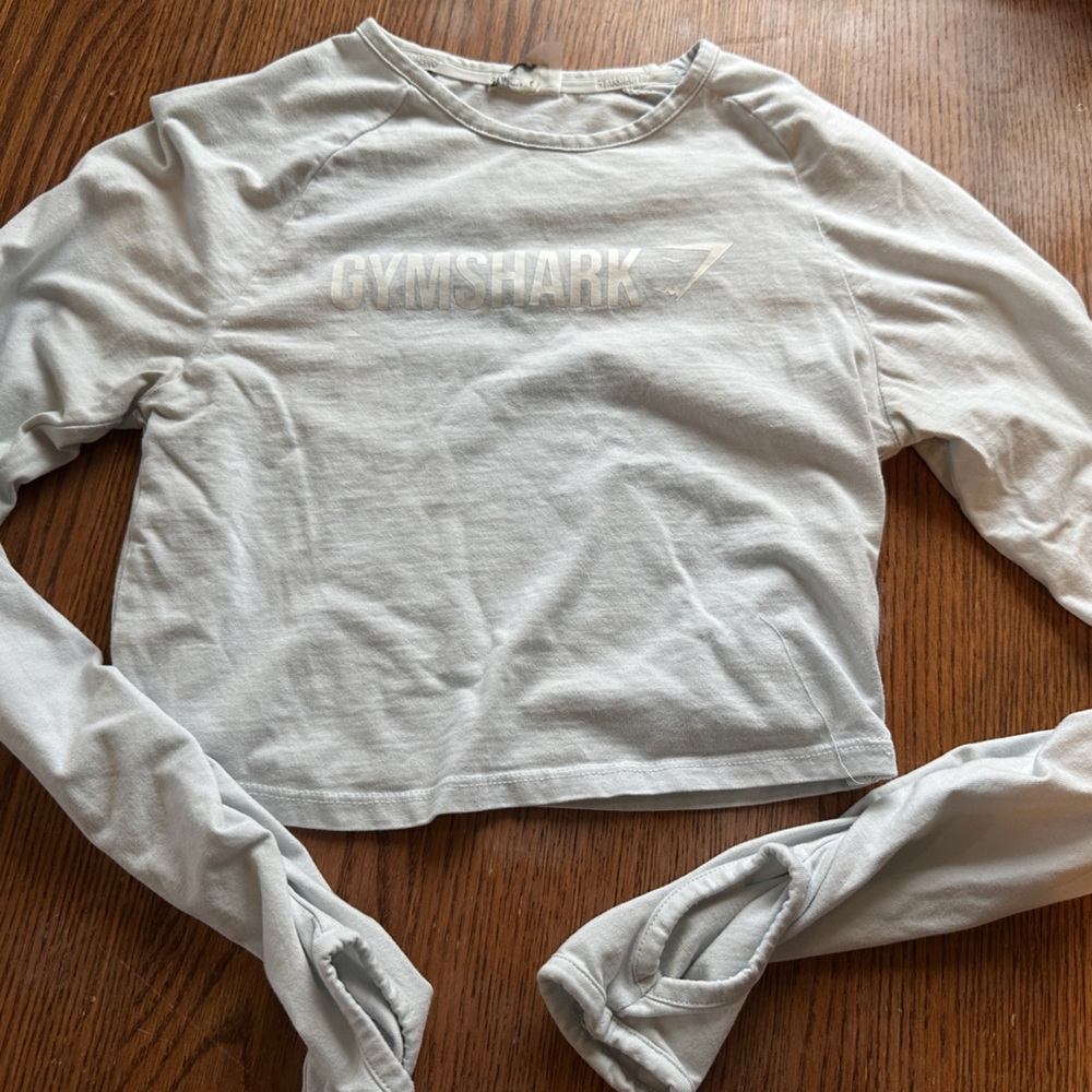 Gymshark Pale Gray Cropped Long Sleeve Top
